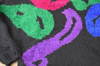 Vintage 1990s Fabe Wool Blend Abstract Knit Crewneck Sweater Womens Cropped L
