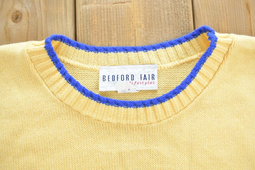 Vintage 1990s Bedford Fair Knit Crewneck Sweater Made In USA