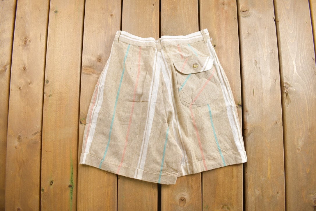 Vintage 1980s Cetro Rebublic Vertical Striped Shorts 28 x 6.5