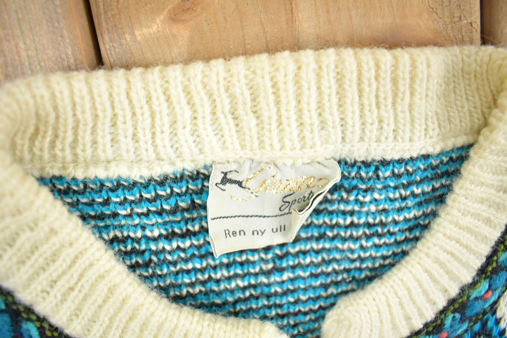 Vintage 1980s 100% Wool Knit Clasp Sweater