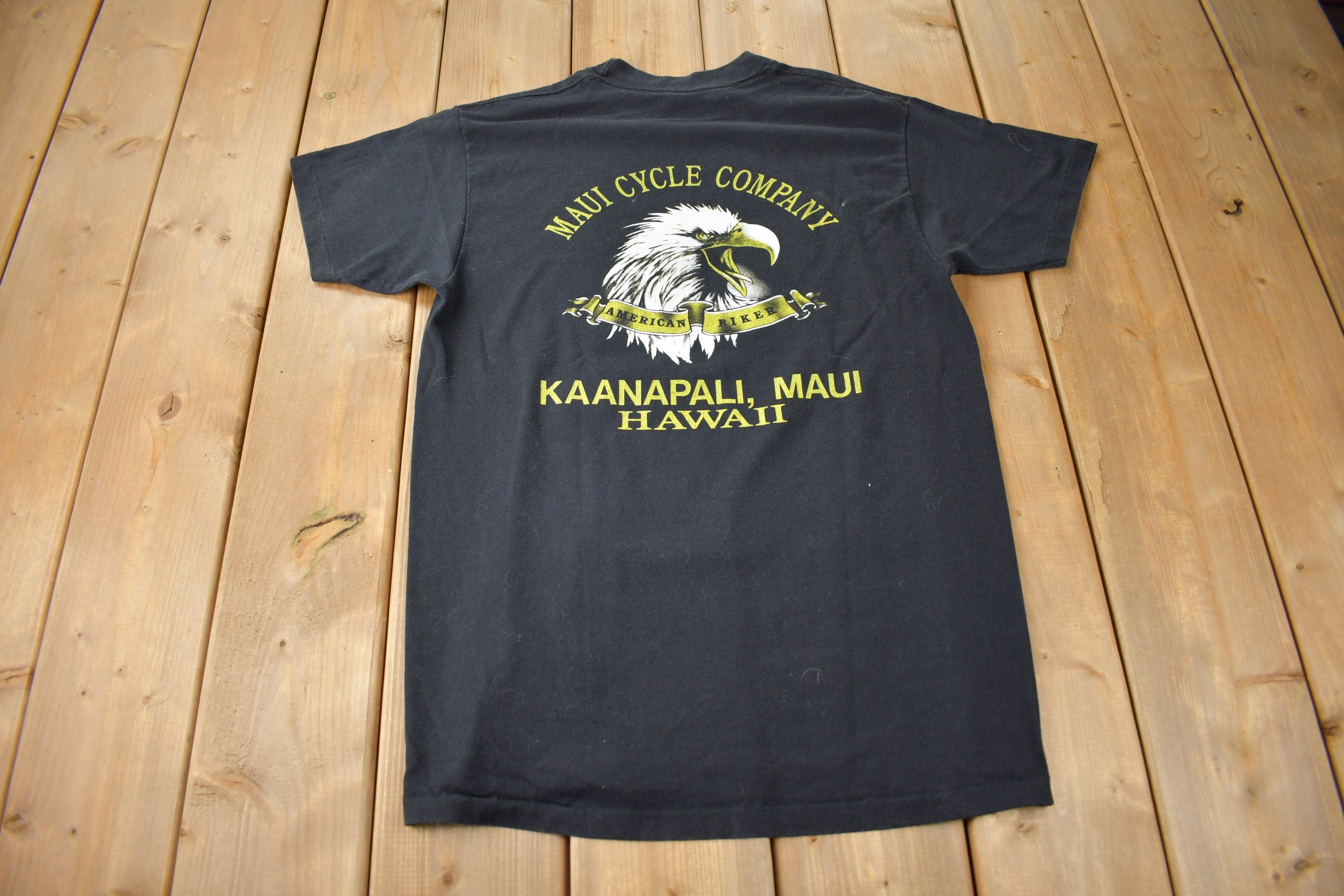 Vintage 1991 Harley Davidson Maui Cycle Company Kaanapali Single Stitch 3D Emblem T-Shirt Made In USA