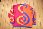 Vintage 1990s Mohair & Wool Blend Abstract Swirl Knitted Sweater
