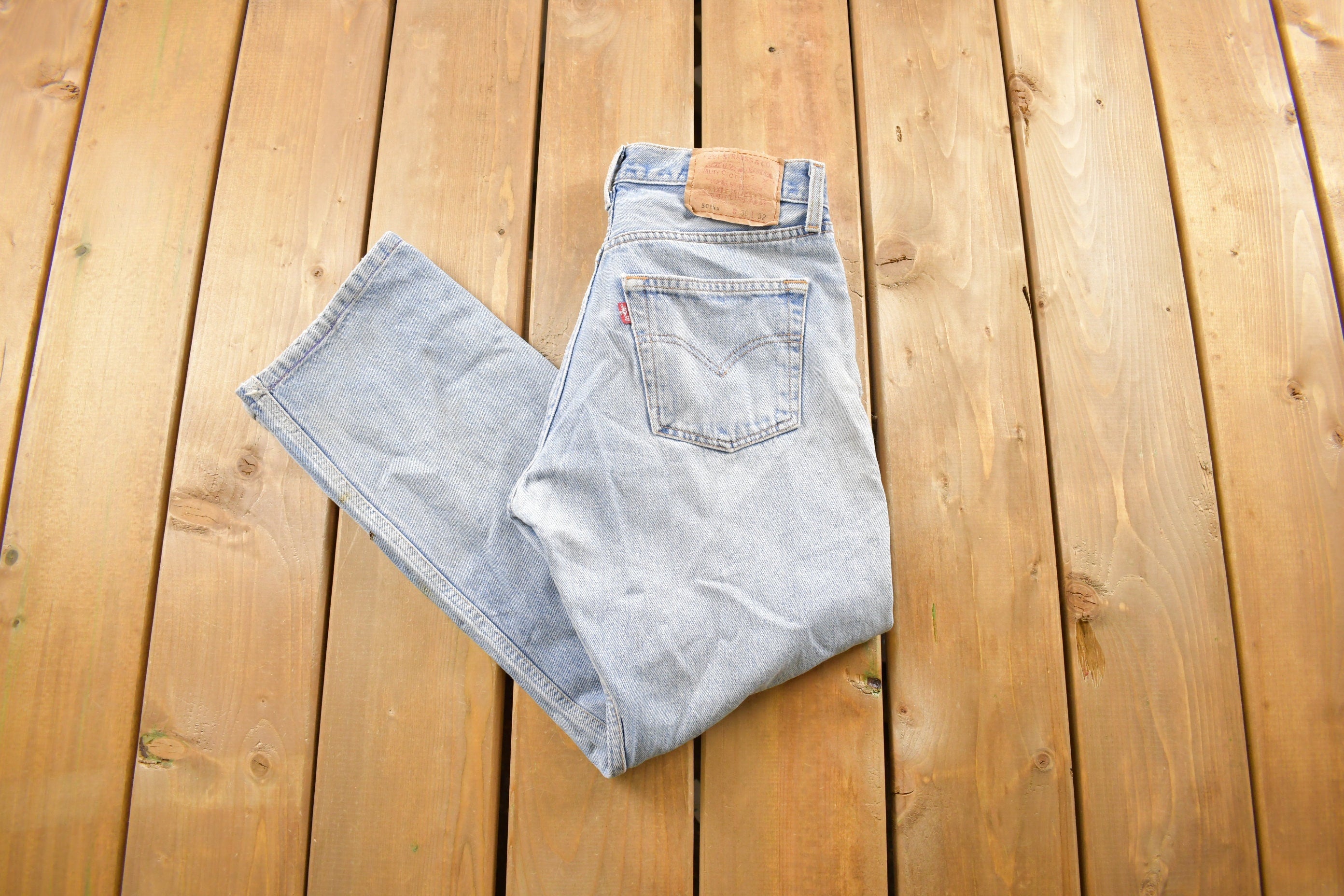Vintage 1990s Levi's 501 Light Wash Denim Jeans Size 28 x 25