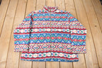 Vintage 1990s Alfred Dunner All Over Print Zip Up Fleece Sweater Size Woman's Medium