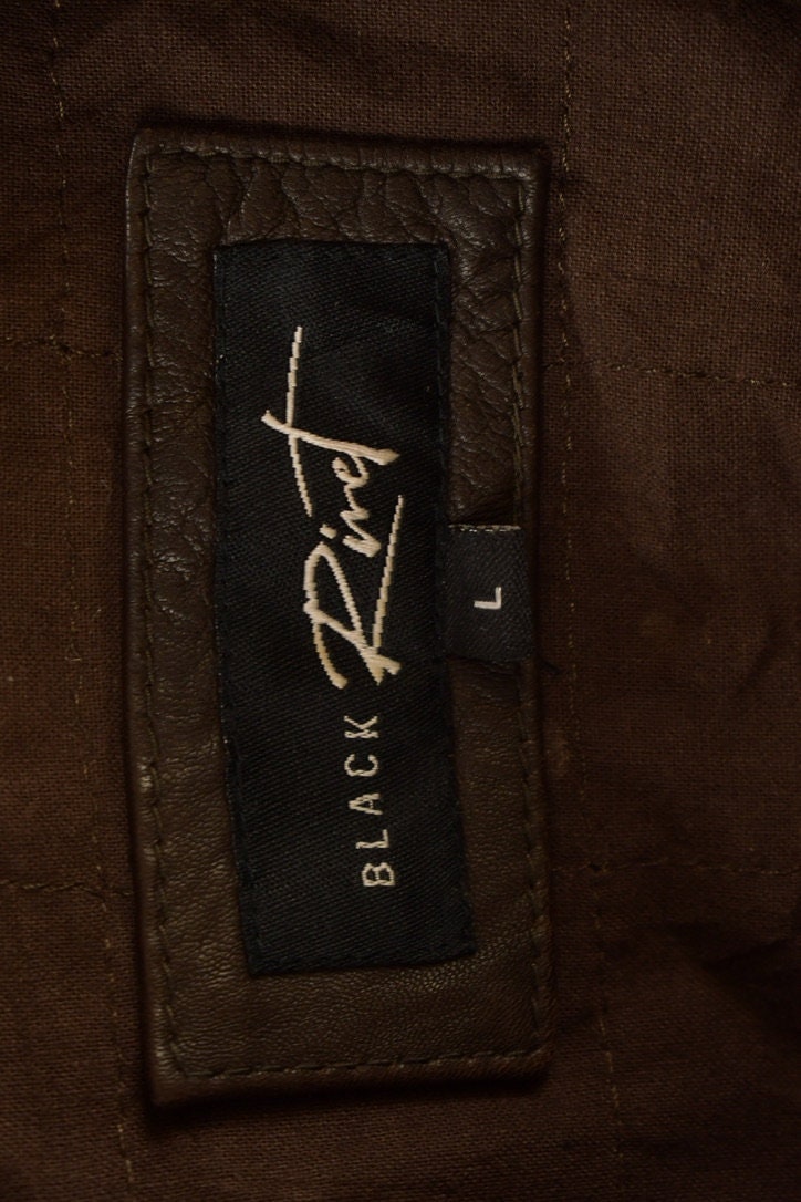 Vintage 1980s Black Rivet Brown Cafe Racer Leather Jacket