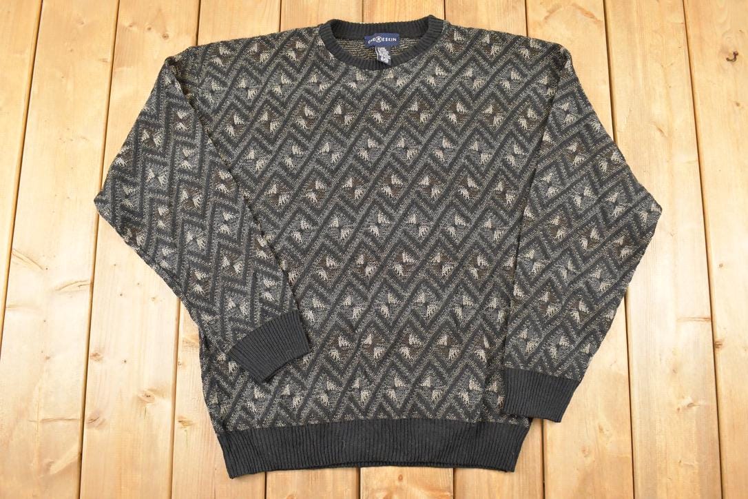 Vintage 1990s Chereskin Abstract Knit Sweater Men's M