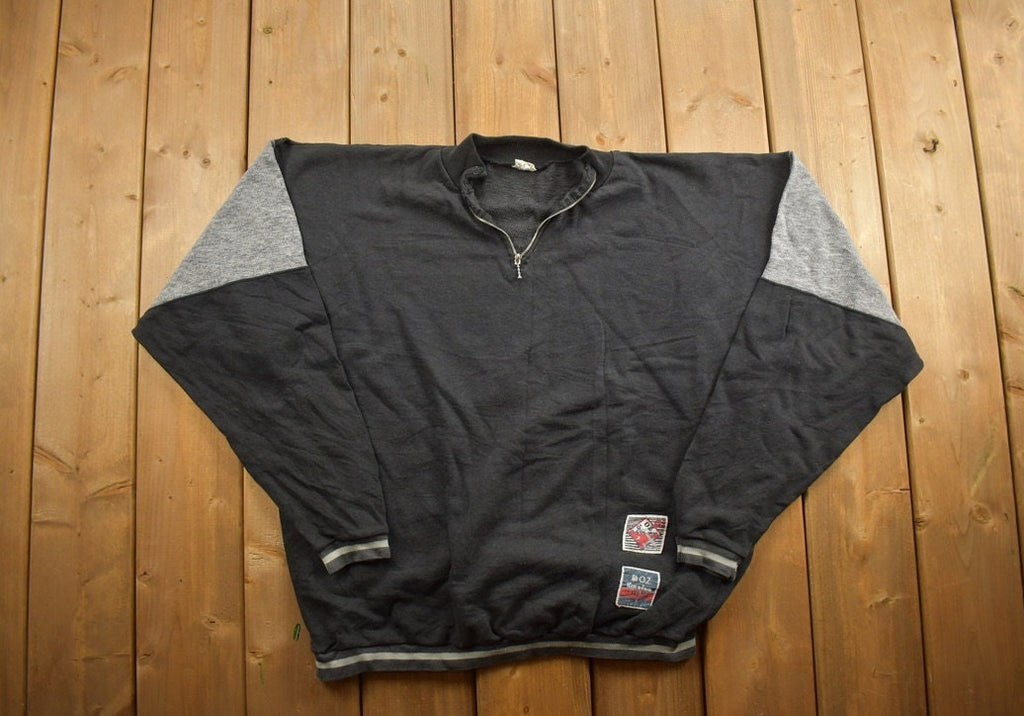 Vintage 1990s Blank Black Quarter-Zip Sweatshirt