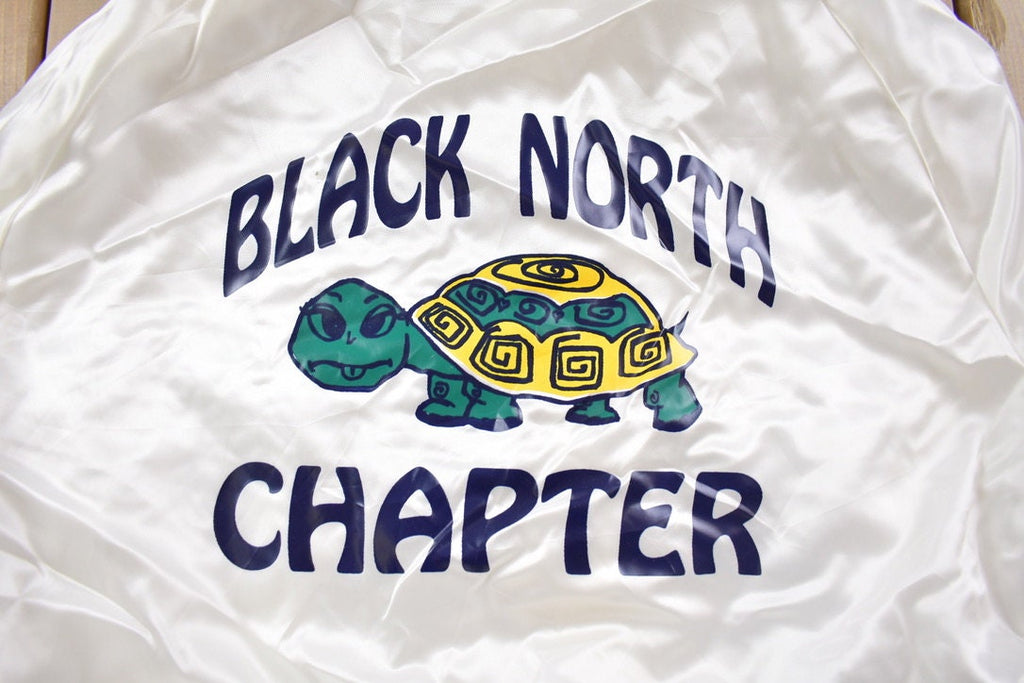 Vintage 1980s Aristo Jac Black North Chapter Satin Bomber Jacket