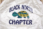 Vintage 1980s Aristo Jac Black North Chapter Satin Bomber Jacket