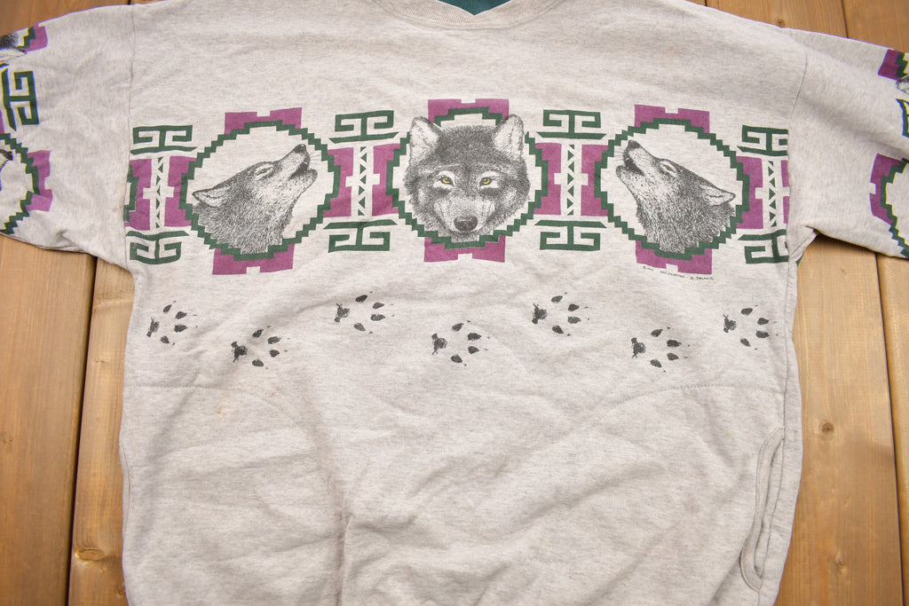 Vintage 1993 Aztec Wolf Theme Crewneck