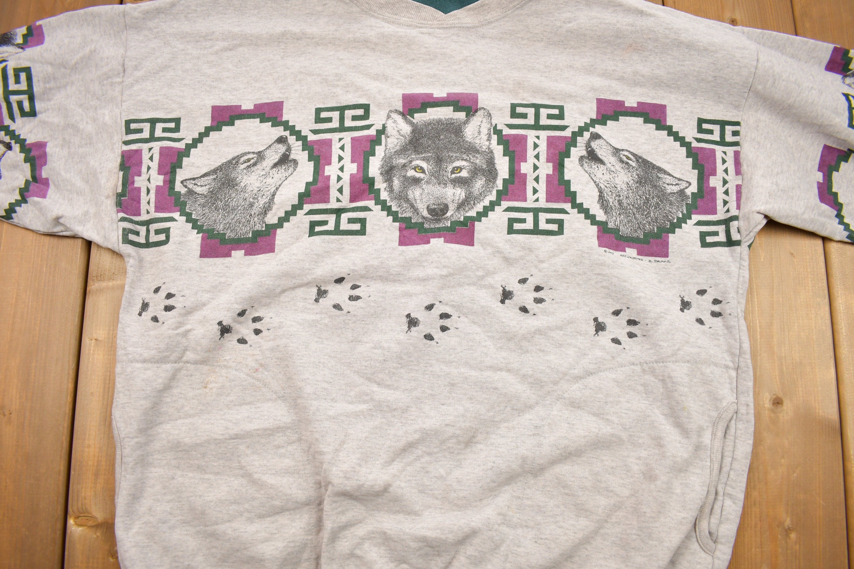 Vintage 1993 Aztec Wolf Theme Crewneck