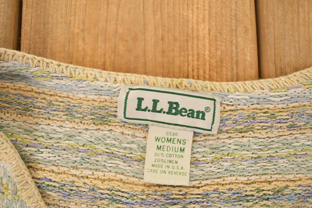 Vintage 1990s LL Bean Abstract Knit Cardigan Sweater Womens M