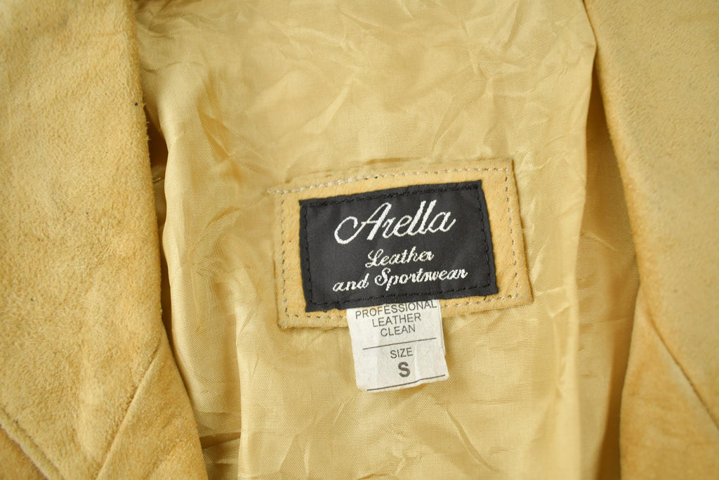 Vintage 1990s Arella Beige Suede Fringe Jacket