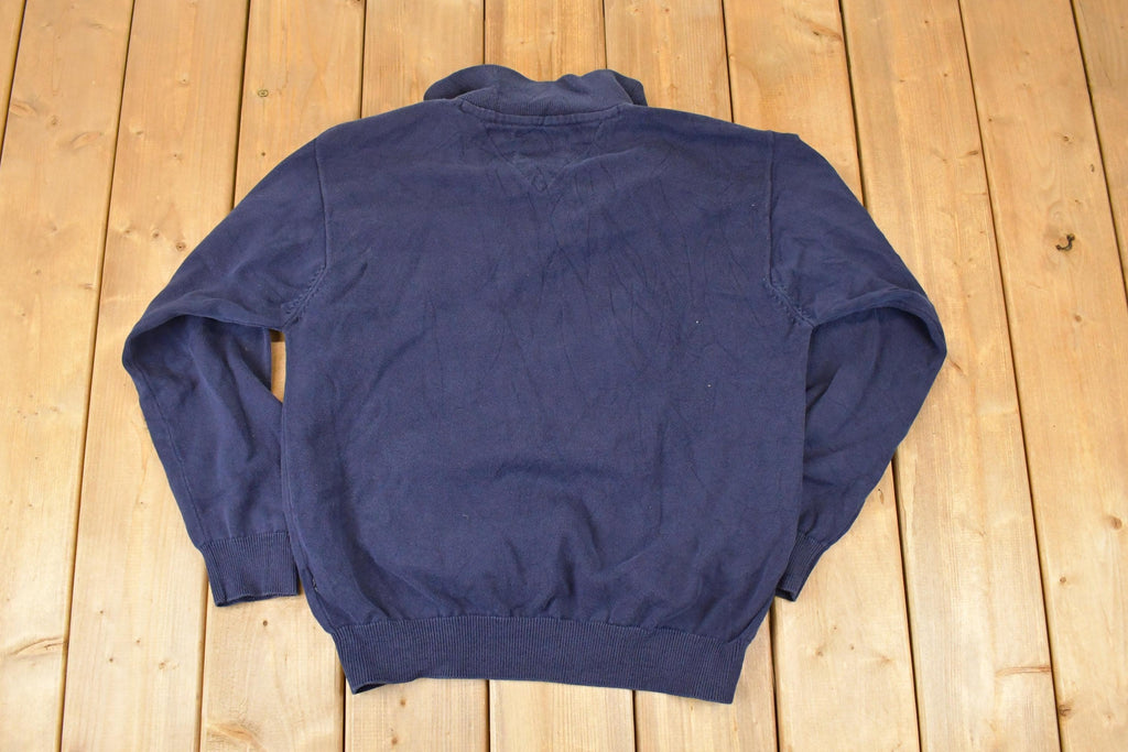 Vintage 1990s Tommy Hilfiger Quarter Zip Knit Sweater Mens L  90s Knitted Sweatshirt  Vintage Preppy Knits