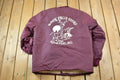 Vintage 1990s Rock Falls Store Wisconsin Graphic Print Snap Button Satin Jacket Made In USA