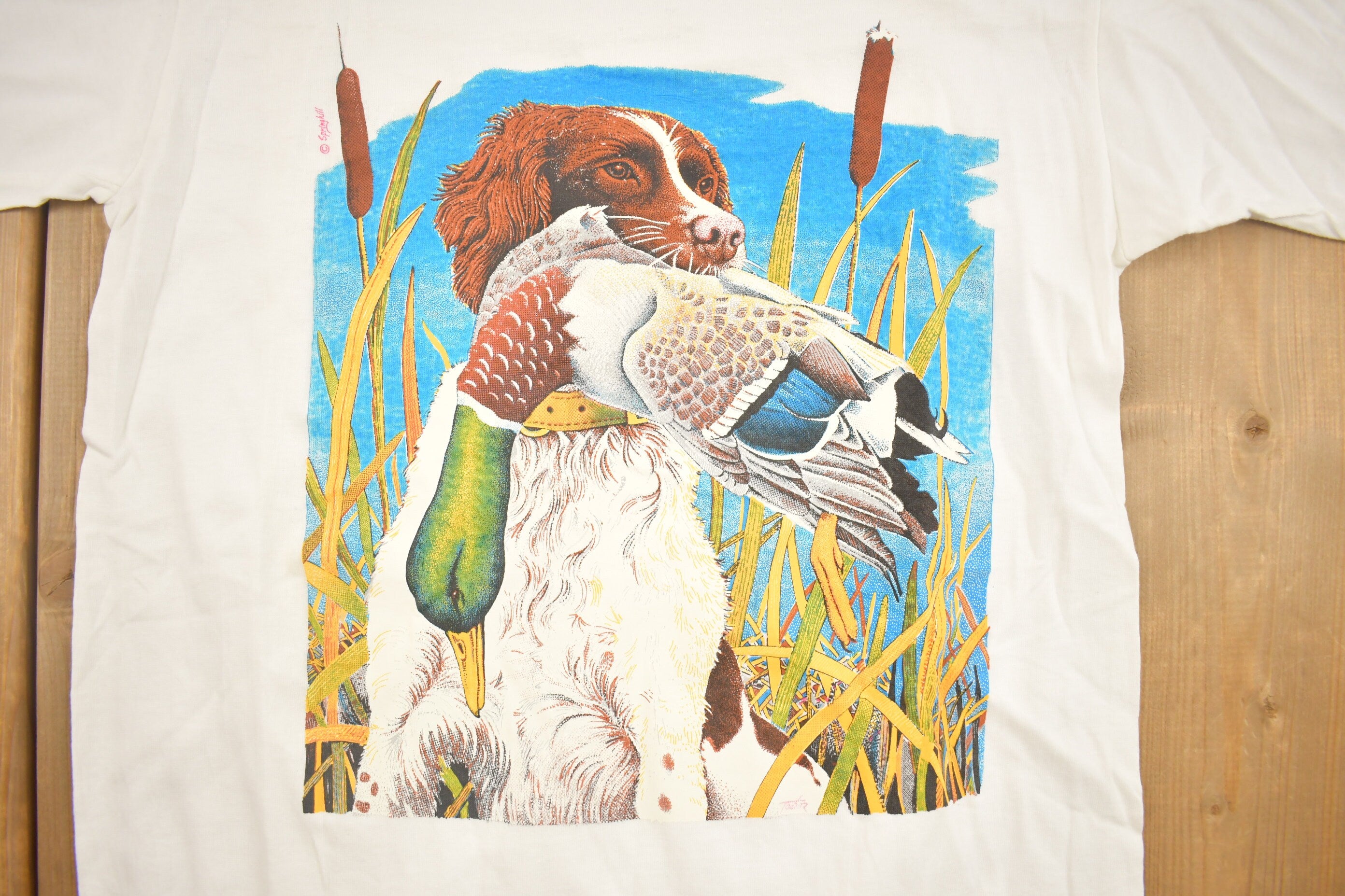 Vintage 1990s Hunting Dog Graphic T Shirt