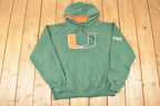 Vintage 1990s Miami Hurricanes Embroidered University Hoodie Sweater Mens L