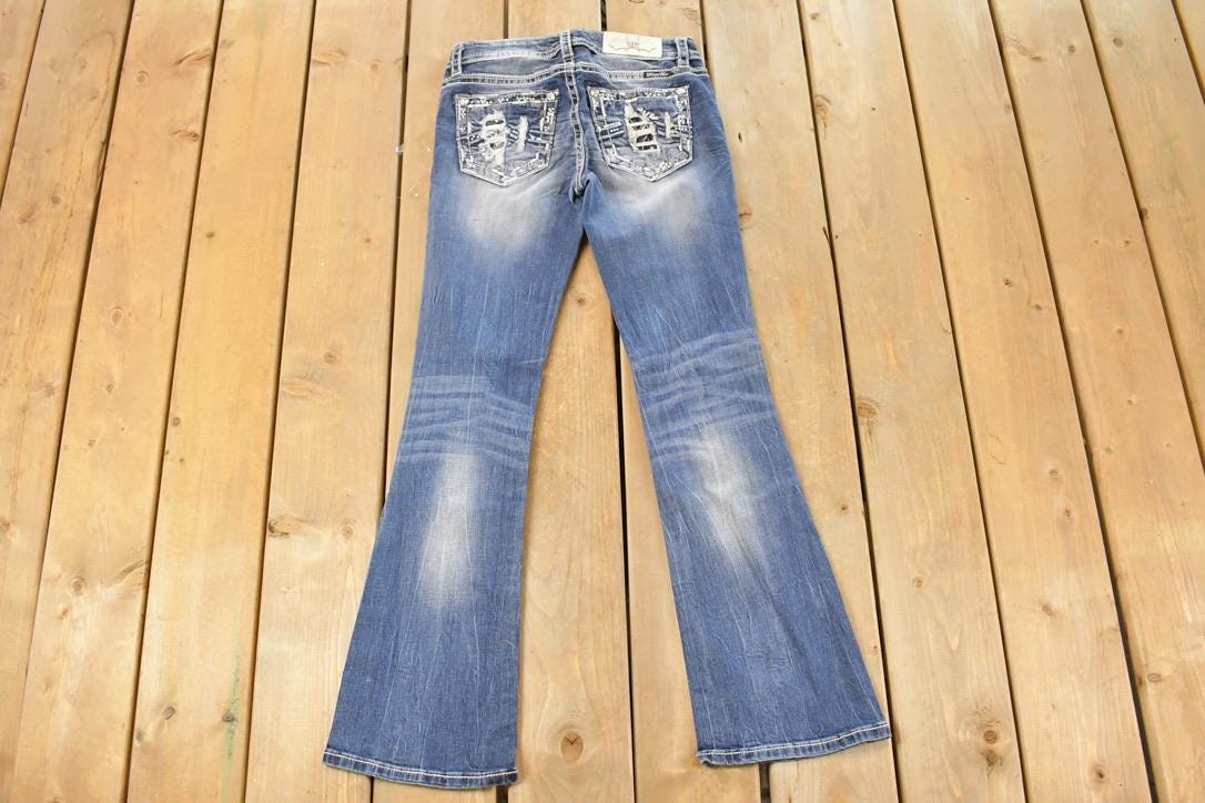 Vintage Deadstock Y2K Miss Me Bedazzled Low Rise Jeans Women's Size 26x31