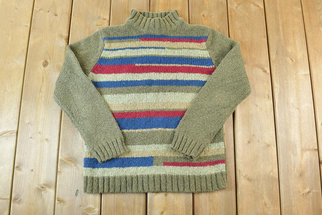 Vintage 1990s Liz Claiborne Striped Knit Crewneck Sweater