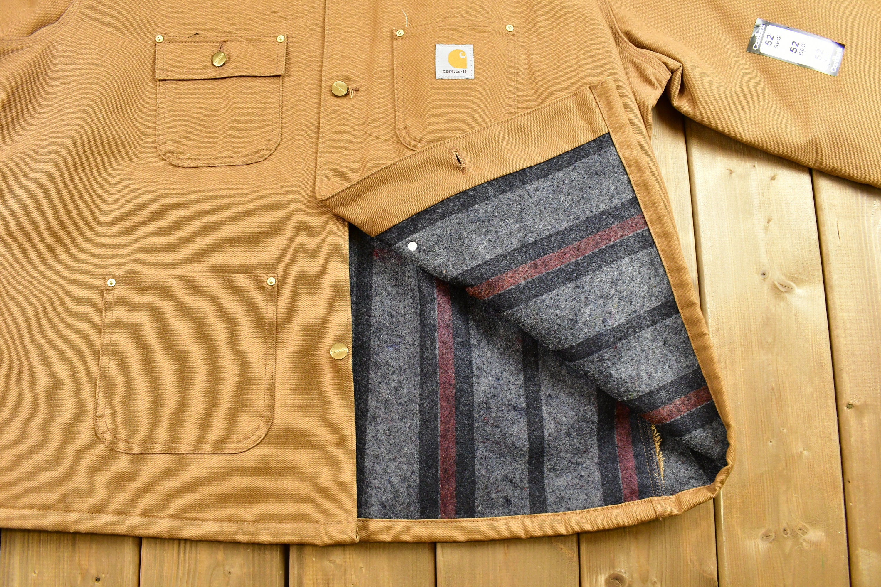 Vintage 1990s Deadstock Carhartt Blanket Lined Duck Chore Coat Brand New With Tags