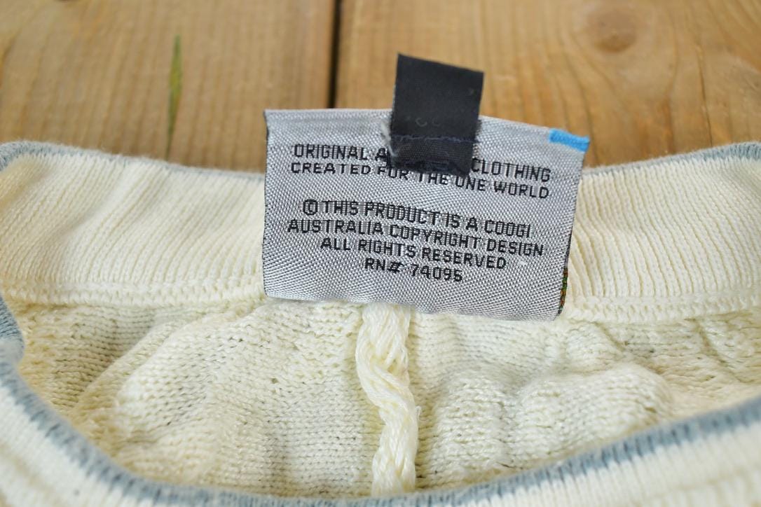 Vintage 1990s Coogi Made In Australia 3D knit 100% Cotton Abstract Pattern Crewneck Sweater