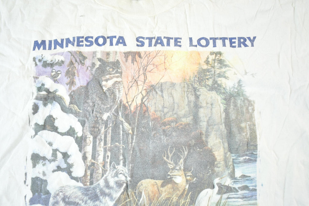 Vintage 1990s Minnesota State Lottery Nature T-Shirt Mens XL