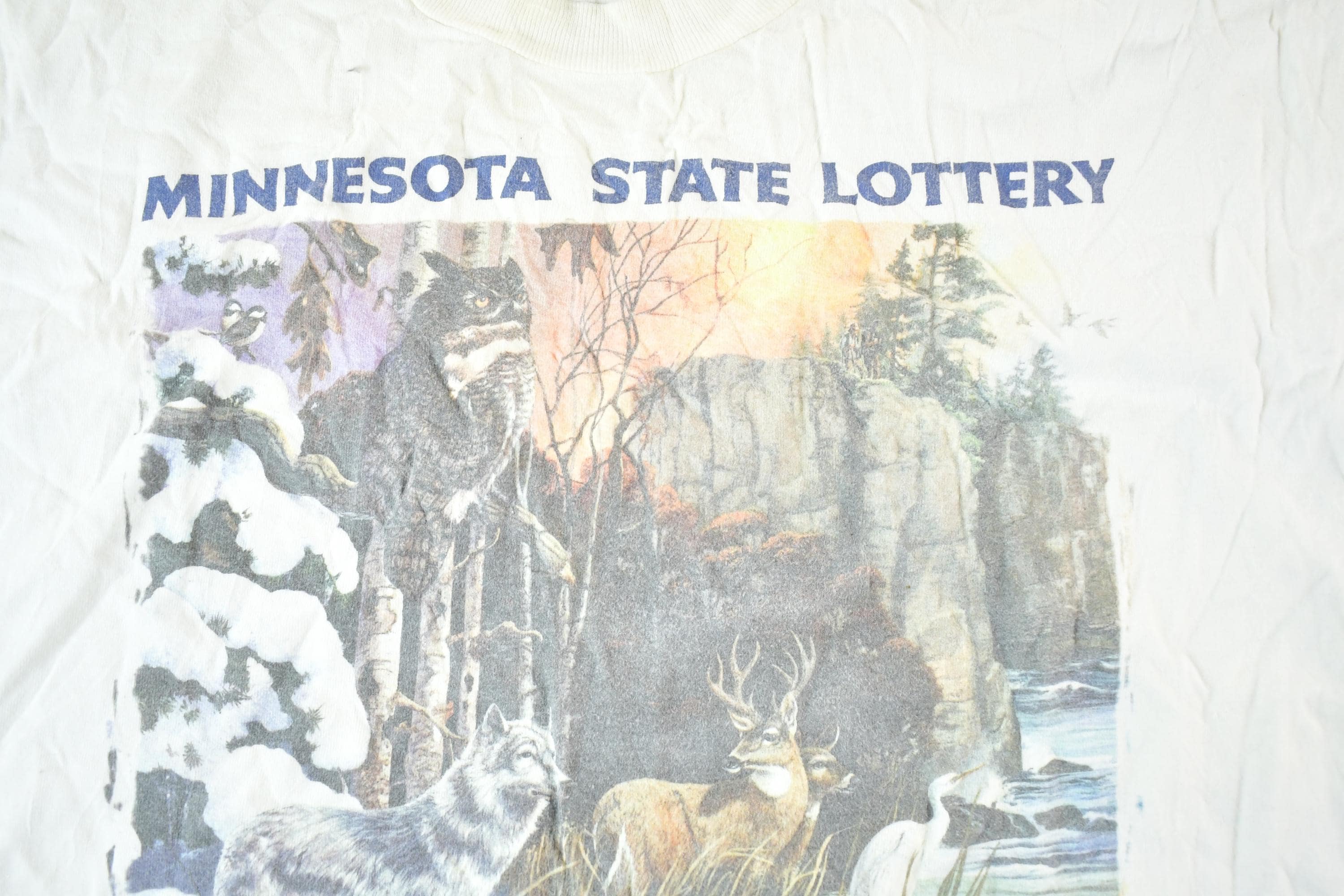 Vintage 1990s Minnesota State Lottery Nature T-Shirt Mens XL