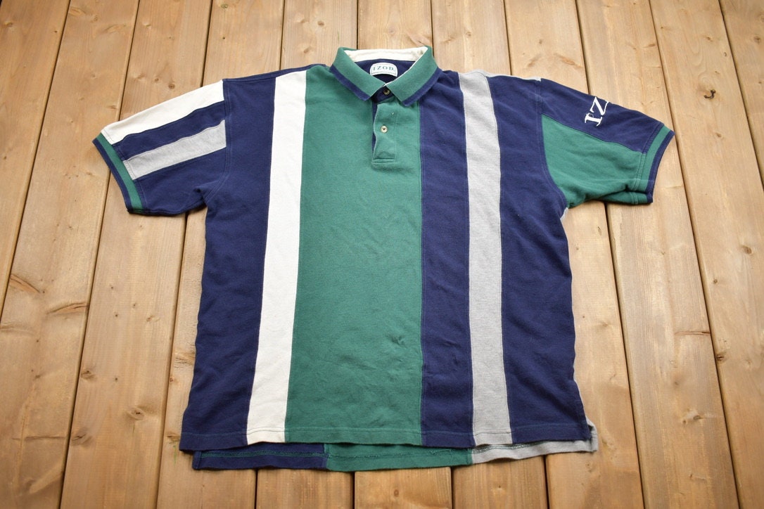 Vintage 1990s Izod Color Block Collared Shirt