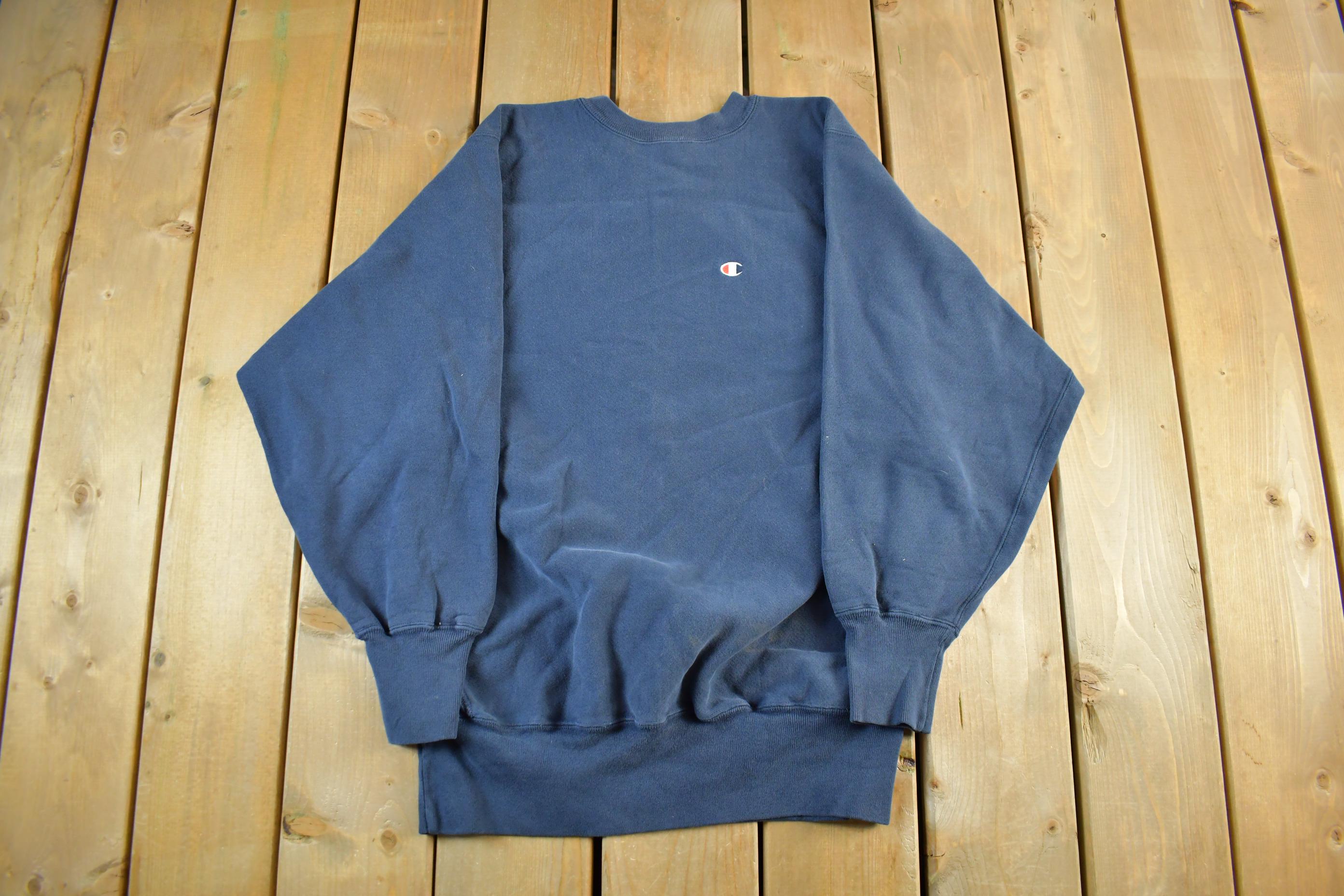 Vintage 1990s Champion Reverse Weave Navy Crewneck Sweatshirt Men's XL