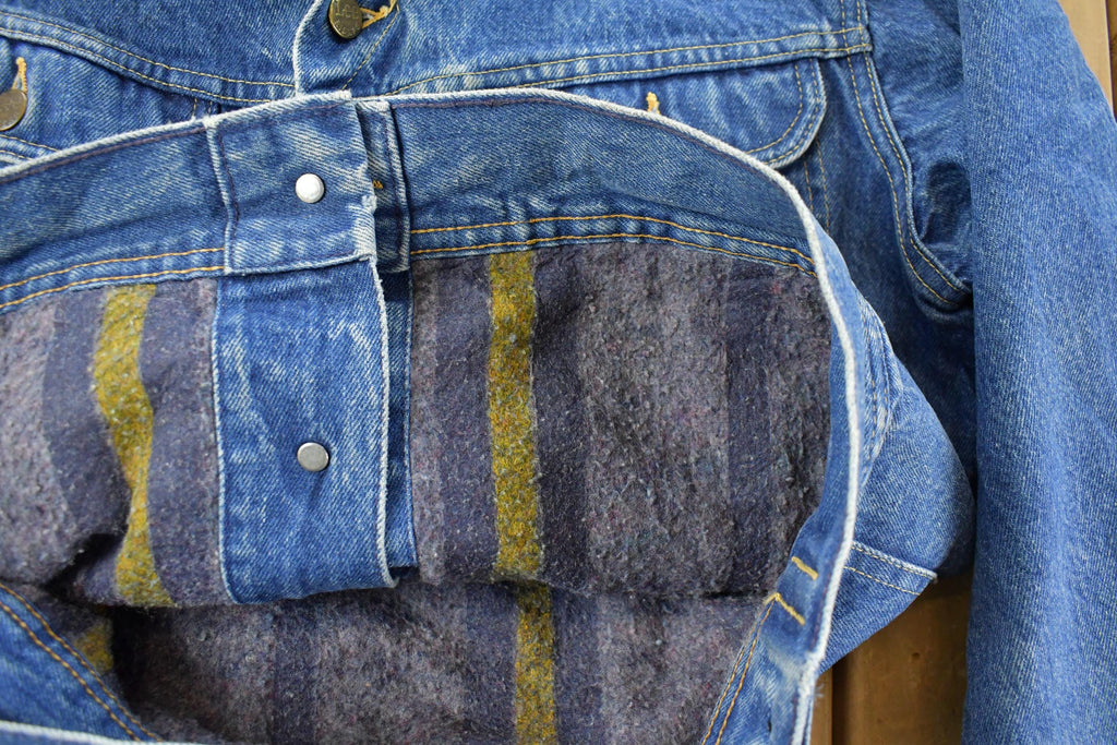 Vintage 1970s Lee Storm Riders Blanket Lined Denim Jean Trucker Jacket Men's Small