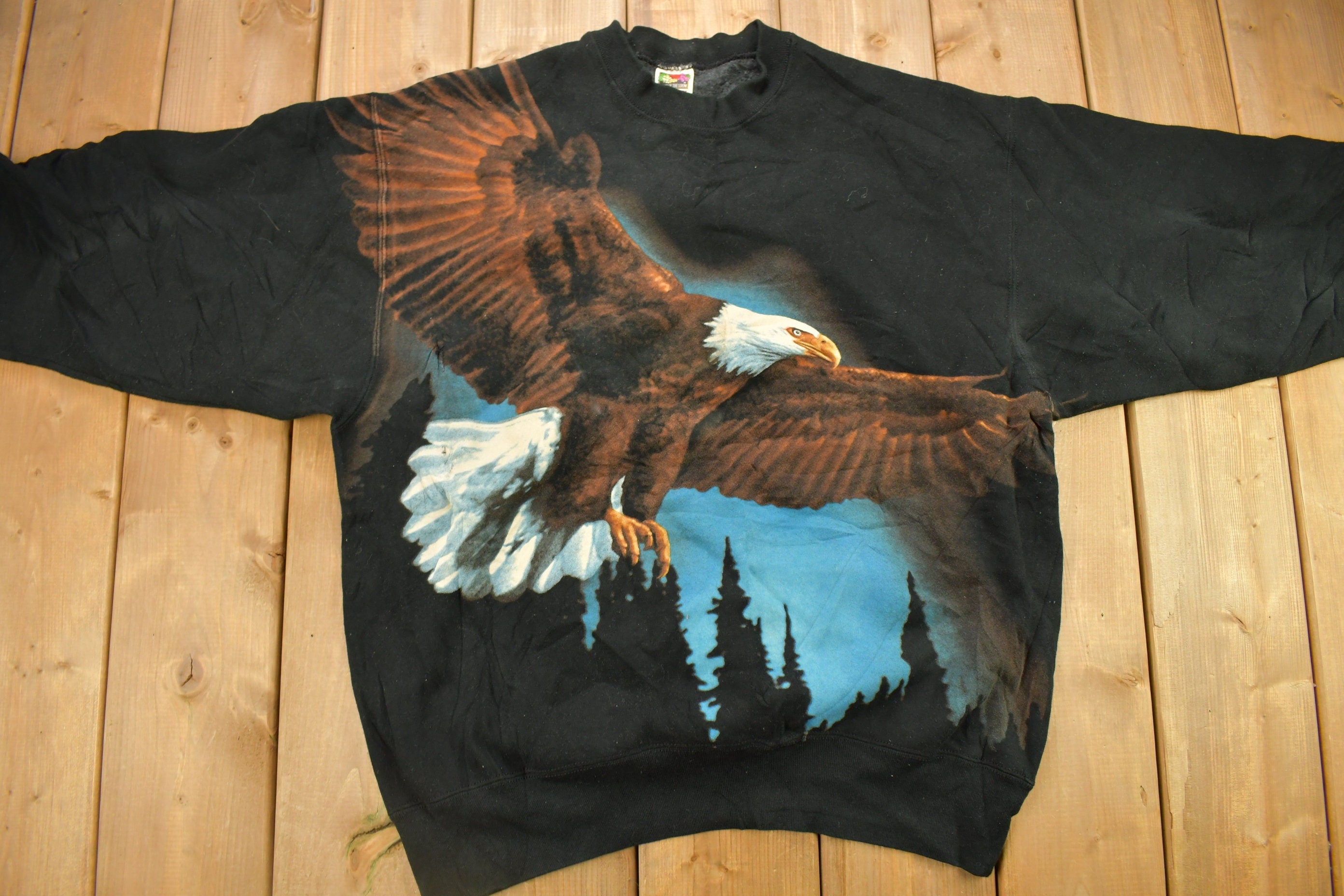 Vintage 1990s American Bald Eagle All Over Print Crewneck