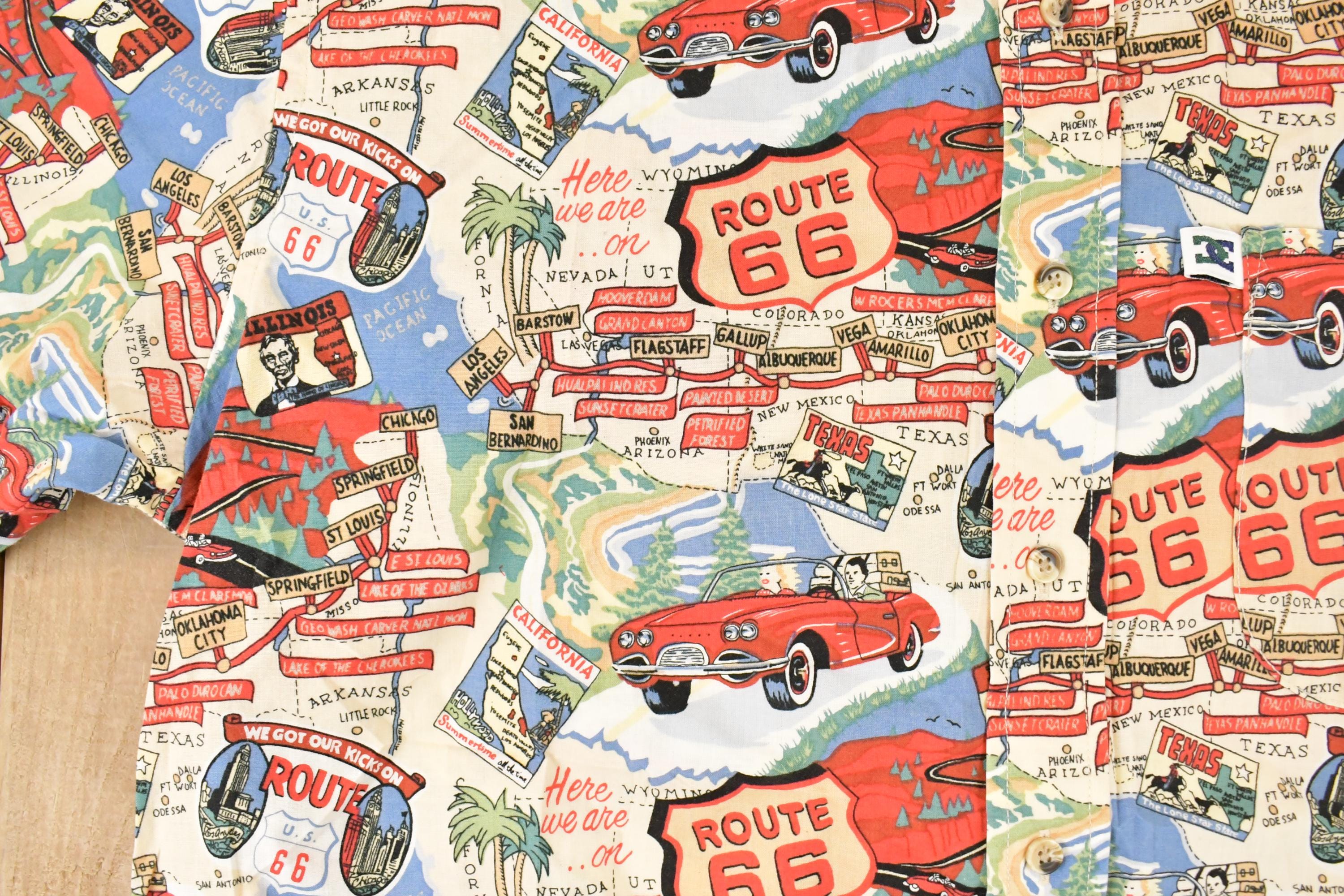 Vintage 1990s DC Cowboy Equipment AOP Route 66 Button Up Shirt Men's M
