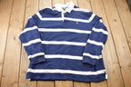 Vintage 1990s Polo Ralph Lauren Yellow Horse Stripped Embroidered Rugby Sweatshirt