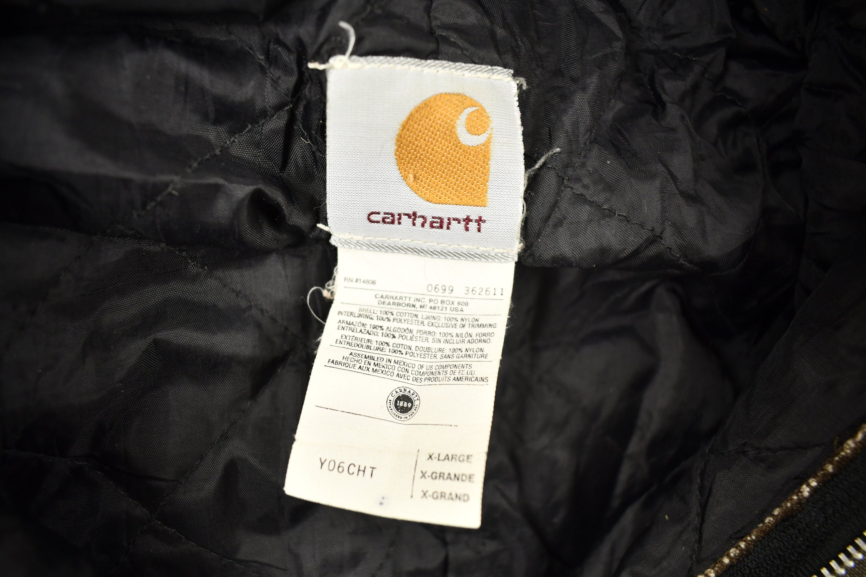 Vintage 1990s Distressed Carhartt Hooded Work Jacket