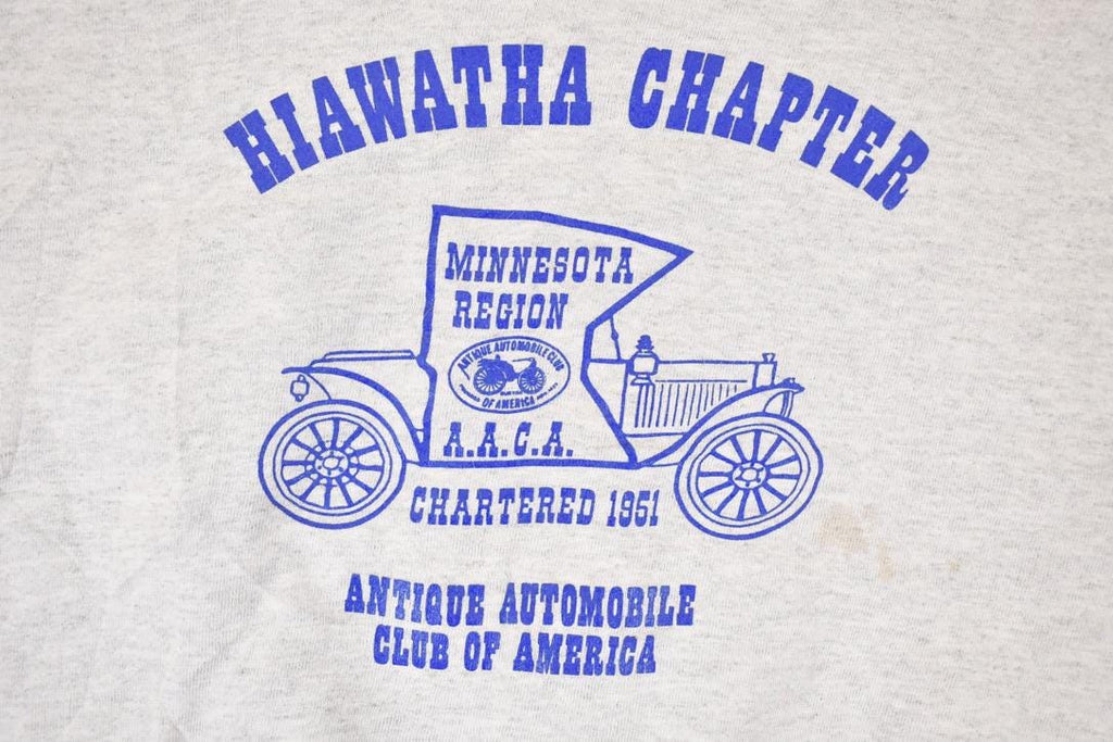 Vintage 1990s Hiawatha Chapter Minnesota Antique Auto Graphic Print Crewneck Sweatshirt Men's L