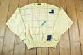 Vintage 1990s Harry Rosen Knit Abstract Pattern Crewneck Sweater Made In Italy