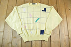Vintage 1990s Harry Rosen Knit Abstract Pattern Crewneck Sweater Made In Italy