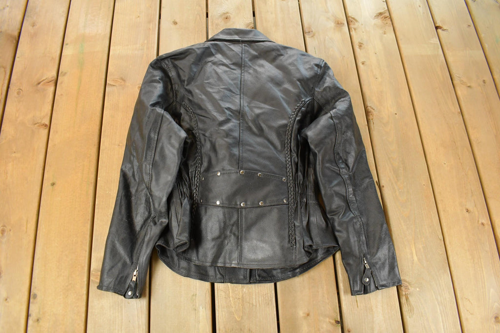Vintage 1990s Rocky Mountain Hide Leather Motorcycle Jacket Women's S