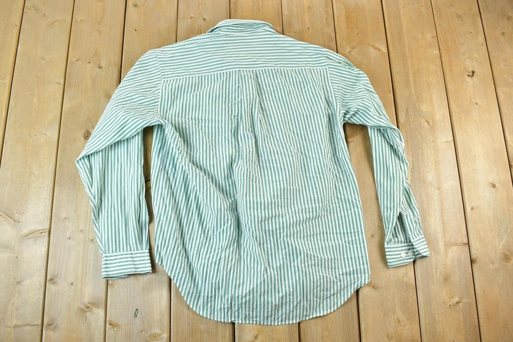 Vintage 1990s Lands End Striped Mint Button Up Shirt