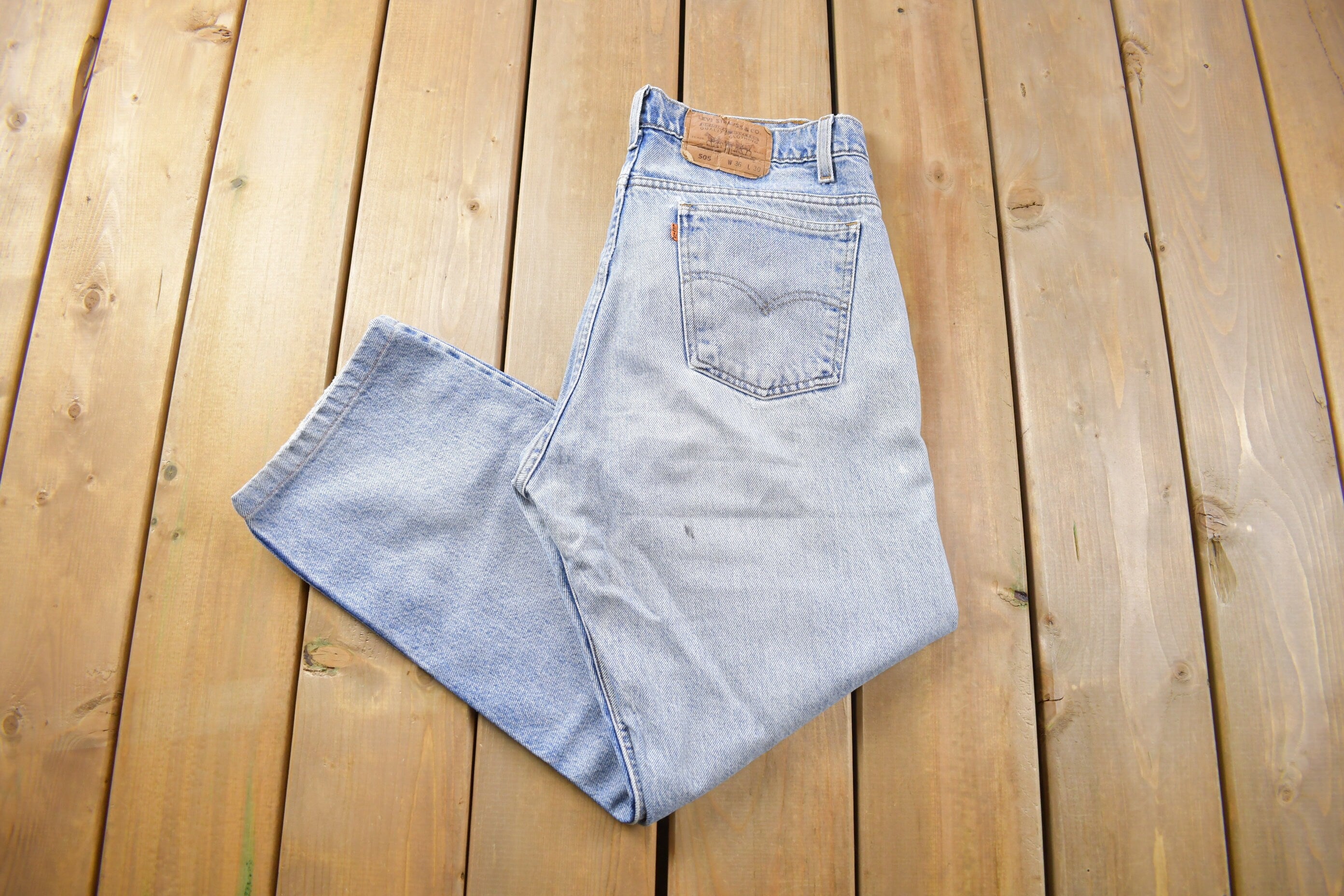 Vintage 1990s Levi's 505 Orange Tab Denim Jeans Size 36 x 27