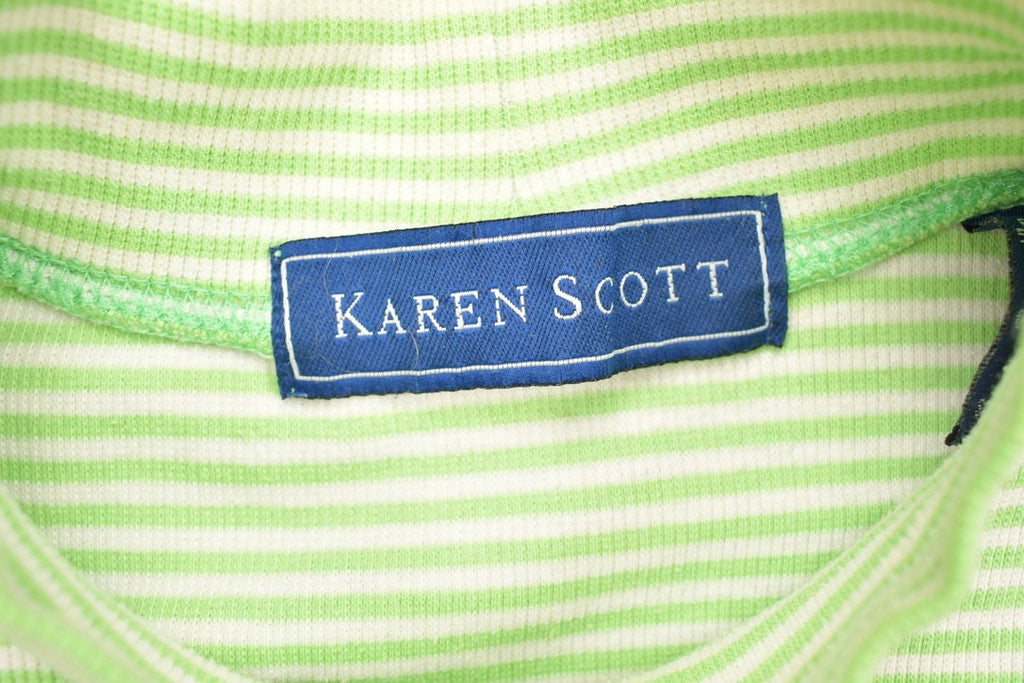 Vintage 1990s Karen Scott Crop Knit Mock Neck Short Sleeve Sweater