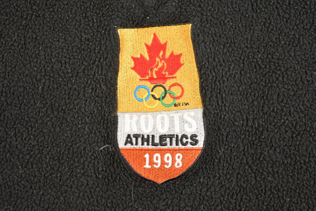 Vintage 1998 Roots Olympics Fleece Quarter Zip Sweater