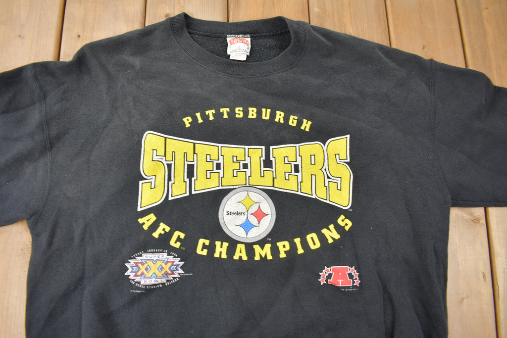 Vintage 1996 Pittsburgh Steelers NFL AFC Champions Football Crewneck Sweatshirt Made In USA