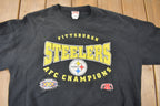 Vintage 1996 Pittsburgh Steelers NFL AFC Champions Football Crewneck Sweatshirt Made In USA