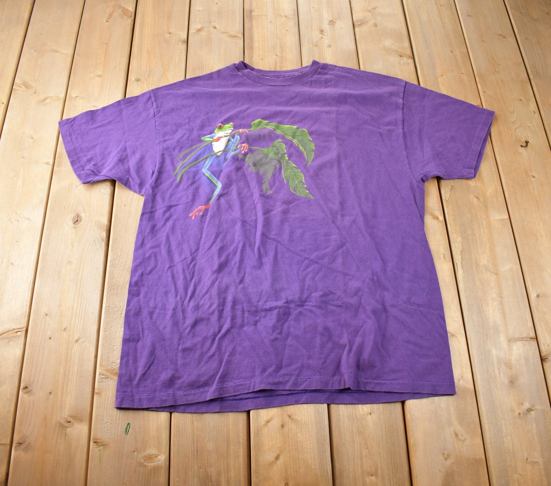 Vintage 1990s Tree Frog Theme Single Stitch Graphic T-Shirt Made In USA Size XL