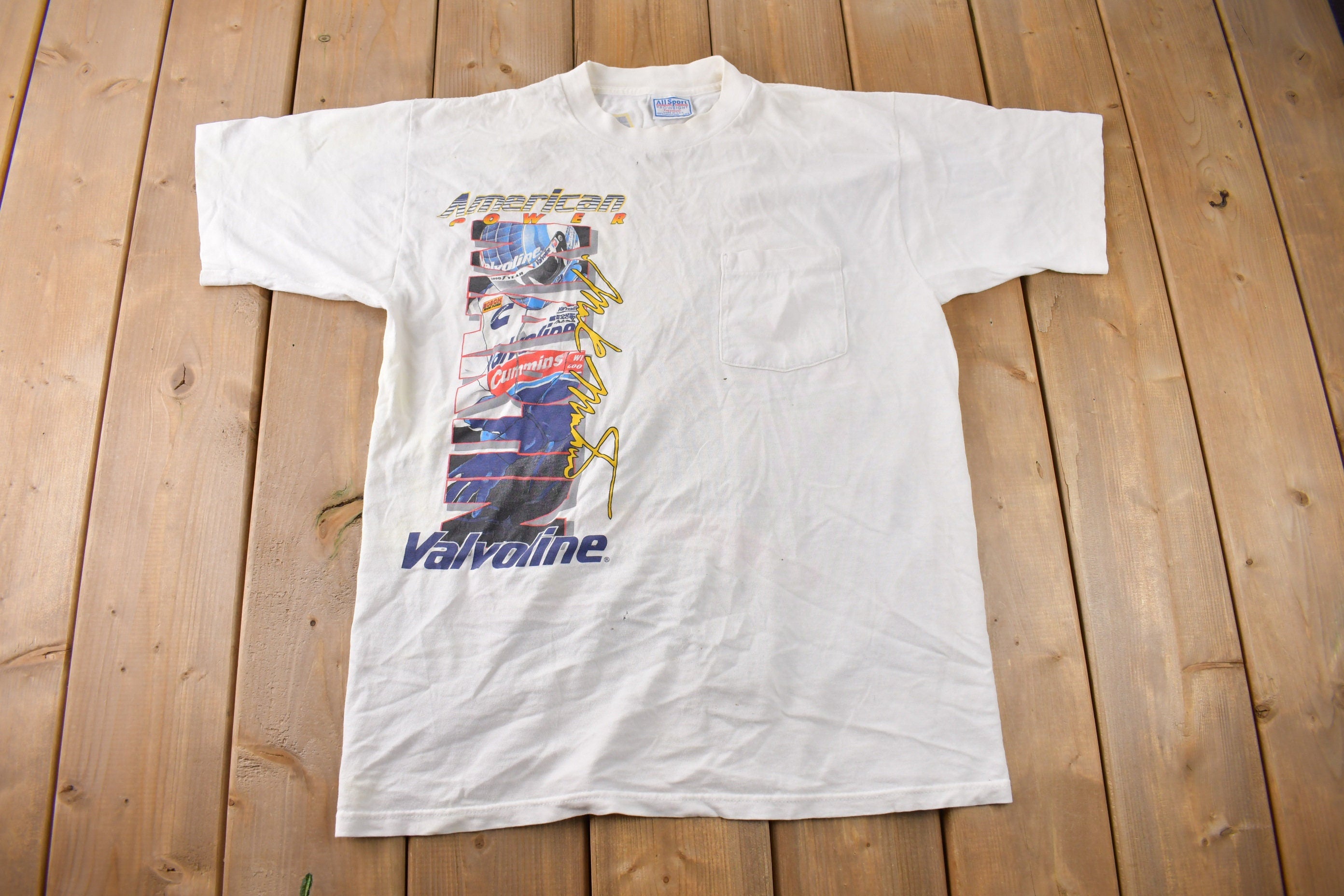Vintage 1997 Valvoline NASCAR Racing Graphic Single Stitch All Sport T-Shirt Made In USA