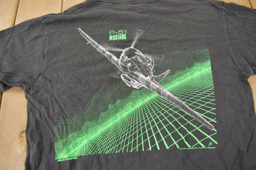 Vintage 1989 Blackbird P-51 Mustang Fighter Jet Graphic T-Shirt