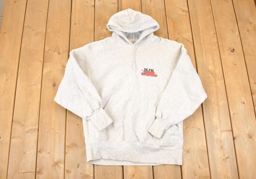 Vintage 1990s Henry J Knott Masonry Graphic Print Cross Grain Heavyweight Hoodie Sweatshirt Men's L