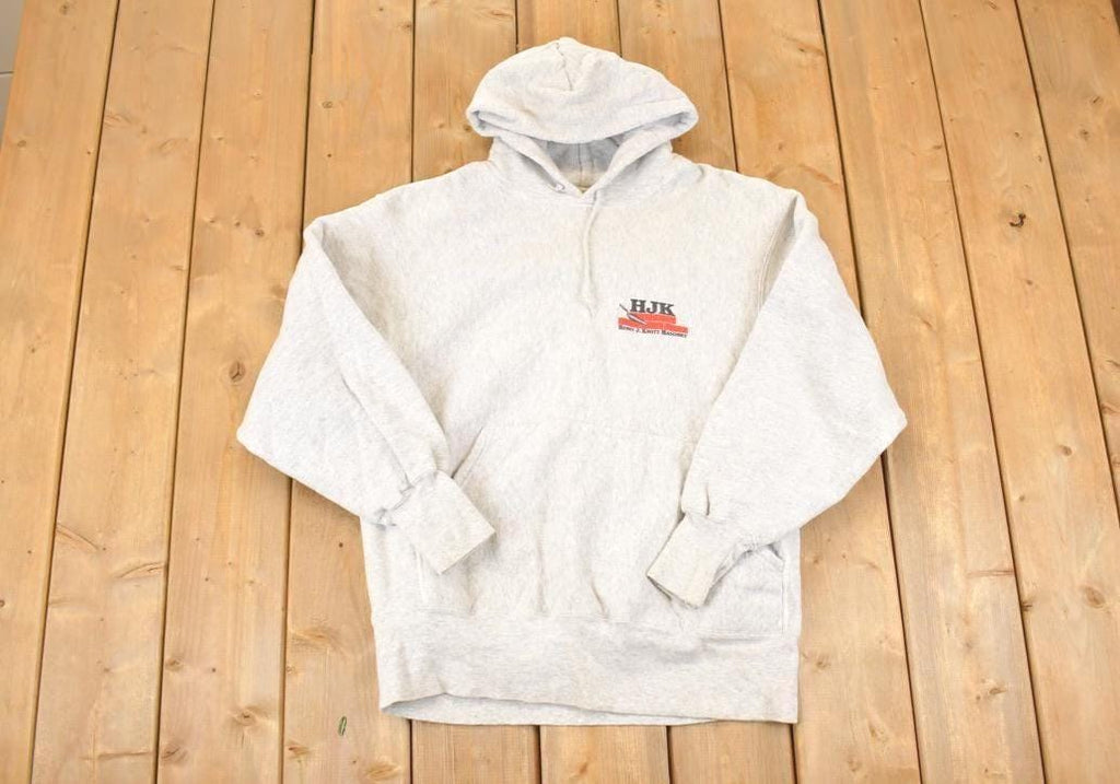 Vintage 1990s Henry J Knott Masonry Graphic Print Cross Grain Heavyweight Hoodie Sweatshirt Men's L