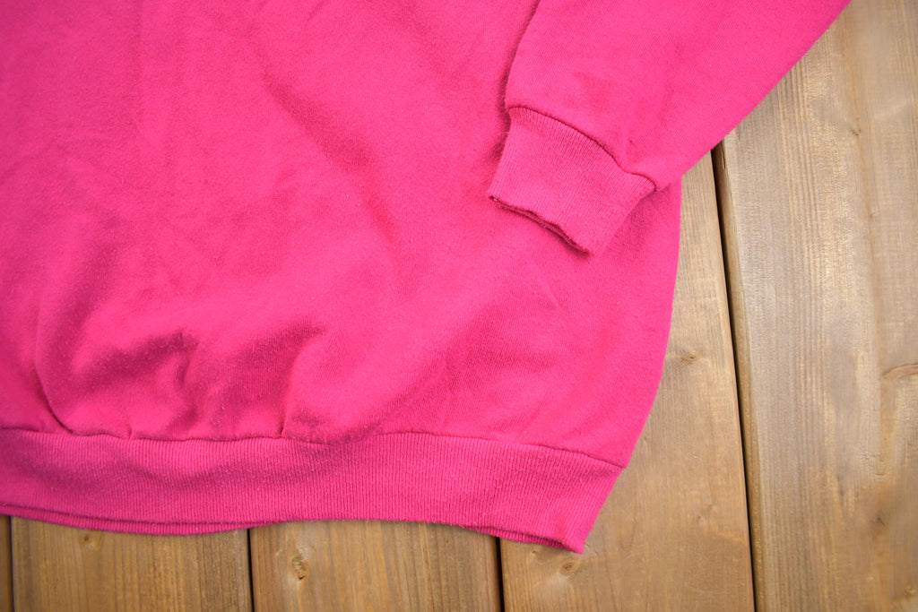 Vintage 1990s Jerzees Pink Blank Crewneck Sweatshirt Made In USA - Large